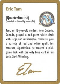 1996 Eric Tam Biography Card [World Championship Decks] | Exor Games New Glasgow