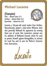 1996 Michael Loconto Biography Card [World Championship Decks] | Exor Games New Glasgow