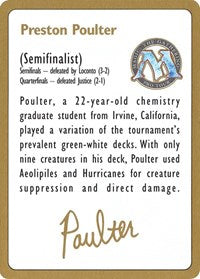 1996 Preston Poulter Biography Card [World Championship Decks] | Exor Games New Glasgow