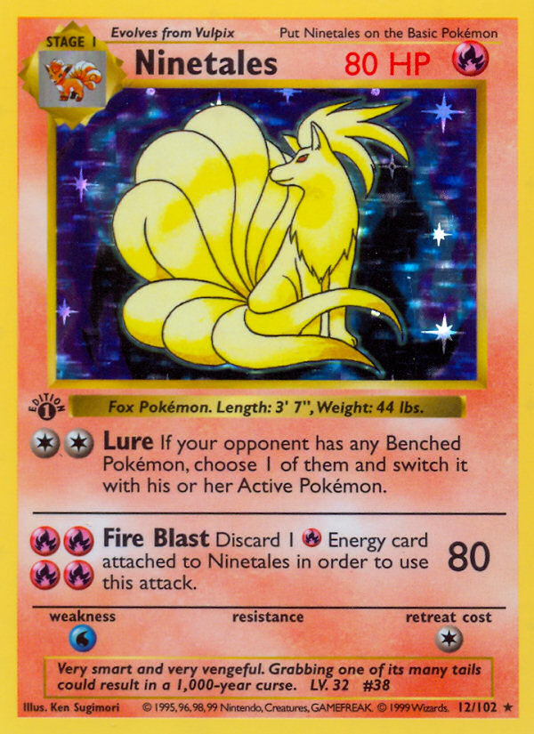 Ninetales (12/102) (Shadowless) [Base Set 1st Edition] | Exor Games New Glasgow