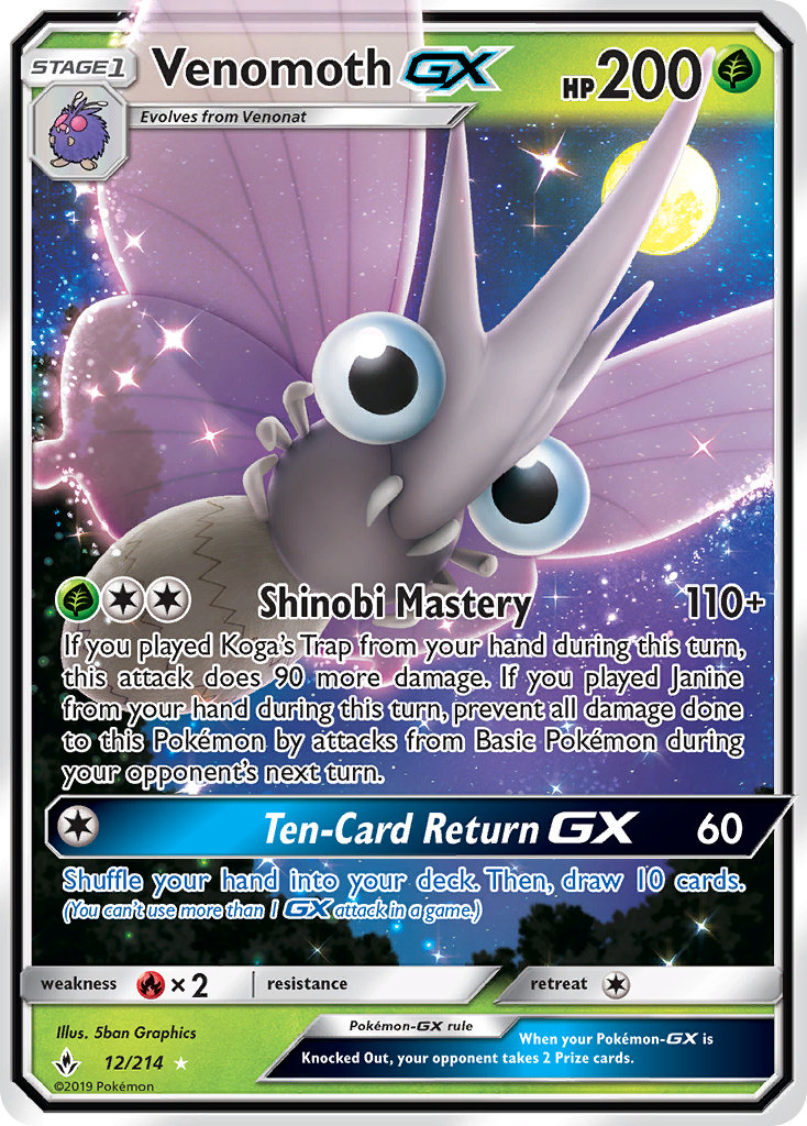 Venomoth GX (12/214) [Sun & Moon: Unbroken Bonds] | Exor Games New Glasgow