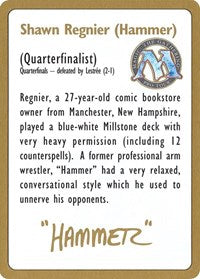 1996 Shawn "Hammer" Regnier Biography Card [World Championship Decks] | Exor Games New Glasgow