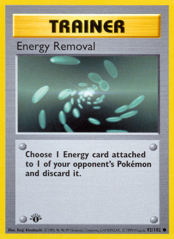 Energy Removal (92/102) (Shadowless) [Base Set 1st Edition] | Exor Games New Glasgow