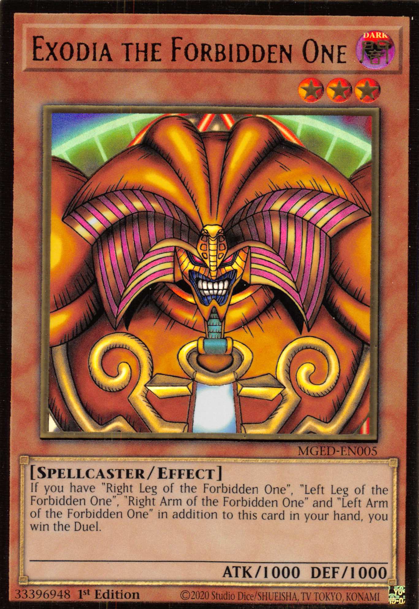 Exodia the Forbidden One [MGED-EN005] Gold Rare | Exor Games New Glasgow