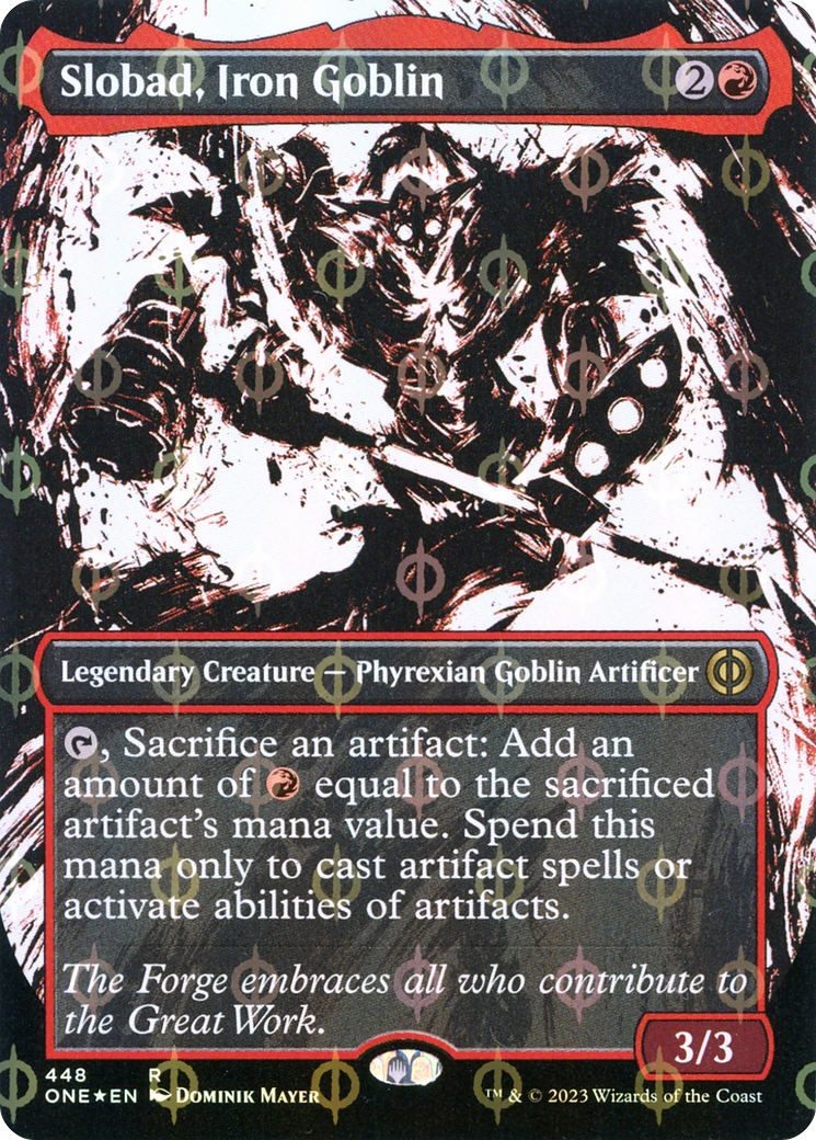 Slobad, Iron Goblin (Borderless Ichor Step-and-Compleat Foil) [Phyrexia: All Will Be One] | Exor Games New Glasgow