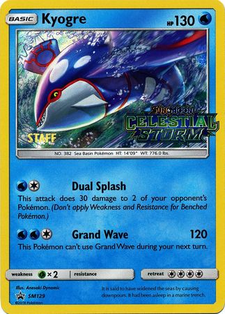 Kyogre (SM129) (Staff Prerelease Promo) [Sun & Moon: Black Star Promos] | Exor Games New Glasgow