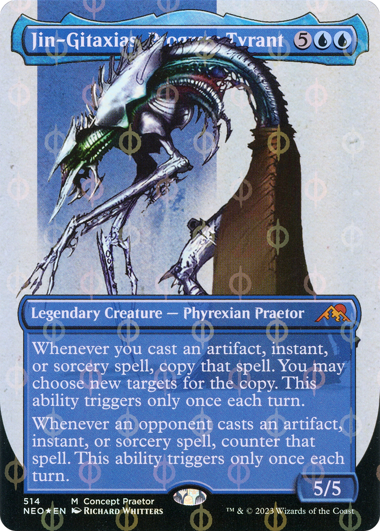 Jin-Gitaxias, Progress Tyrant (Borderless Concept Praetors Step-and-Compleat Foil) [Phyrexia: All Will Be One] | Exor Games New Glasgow