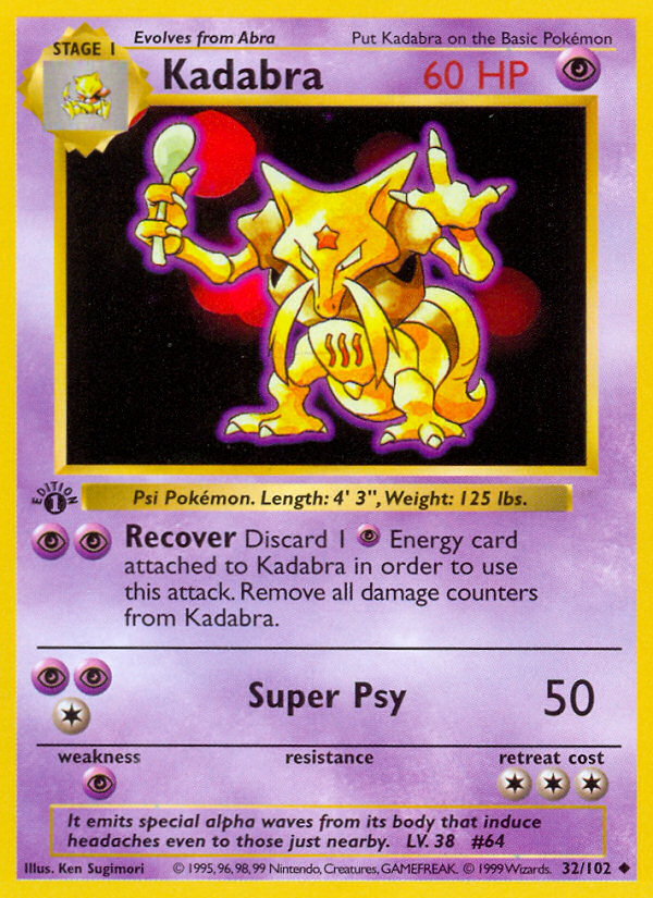 Kadabra (32/102) (Shadowless) [Base Set 1st Edition] | Exor Games New Glasgow