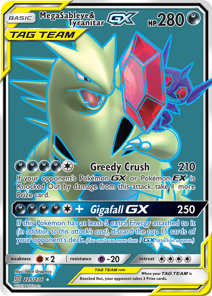 Mega Sableye & Tyranitar GX (225/236) [Sun & Moon: Unified Minds] | Exor Games New Glasgow