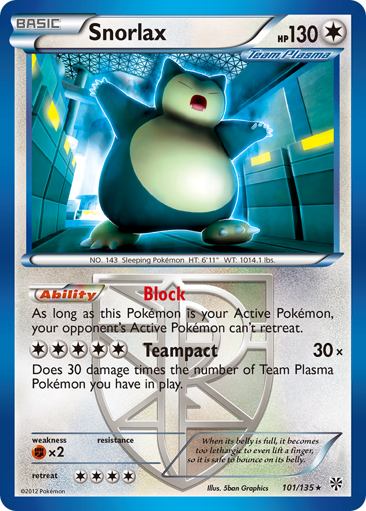 Snorlax (101/135) [Black & White: Plasma Storm] | Exor Games New Glasgow