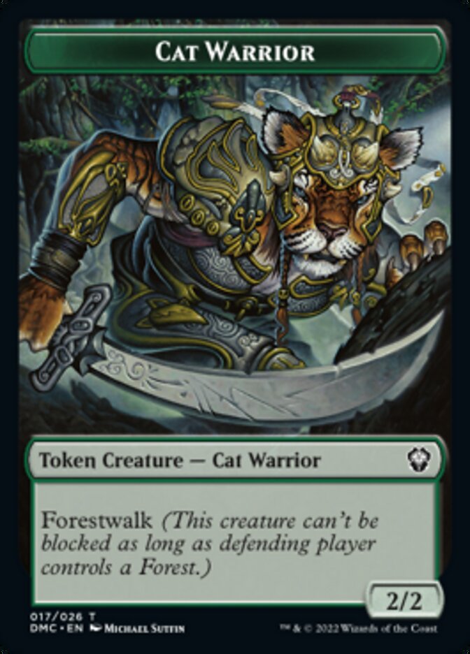 Saproling // Cat Warrior Double-sided Token [Dominaria United Tokens] | Exor Games New Glasgow