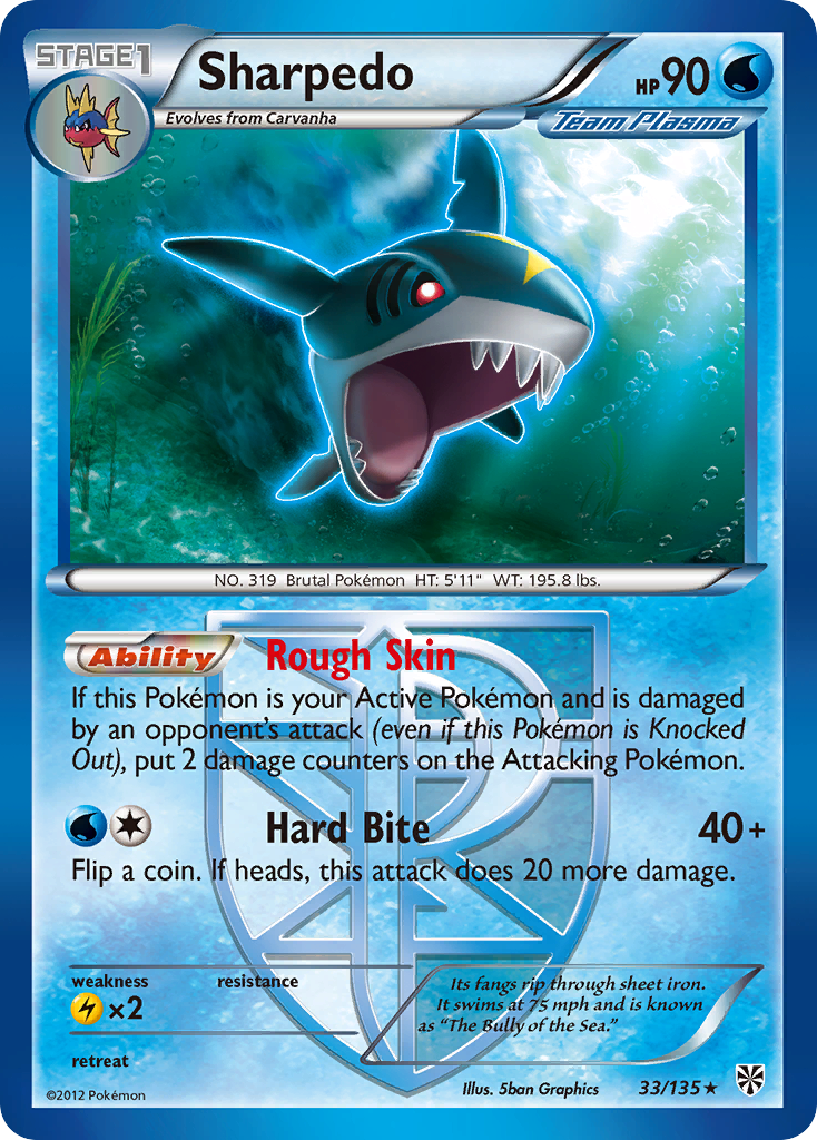 Sharpedo (33/135) [Black & White: Plasma Storm] | Exor Games New Glasgow