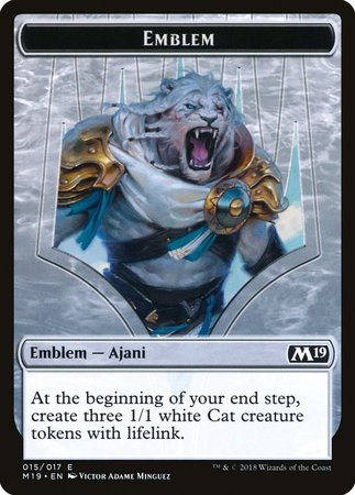 Emblem - Ajani, Adversary of Tyrants [Core Set 2019 Tokens] | Exor Games New Glasgow