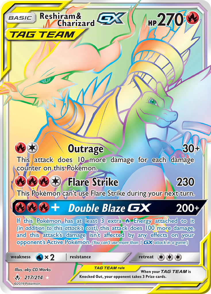 Reshiram & Charizard GX (217/214) [Sun & Moon: Unbroken Bonds] | Exor Games New Glasgow