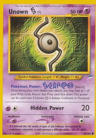 Unown [S] (87/105) [Neo Destiny Unlimited] | Exor Games New Glasgow