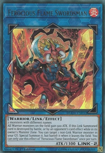 Ferocious Flame Swordsman [DUOV-EN032] Ultra Rare | Exor Games New Glasgow