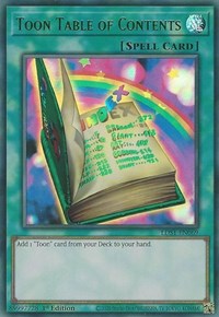 Toon Table of Contents (Green) [LDS1-EN069] Ultra Rare | Exor Games New Glasgow