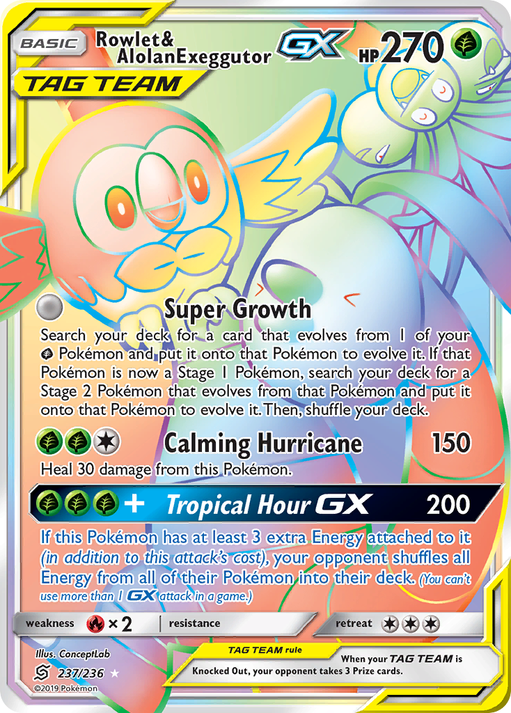 Rowlet & Alolan Exeggutor GX (237/236) [Sun & Moon: Unified Minds] | Exor Games New Glasgow