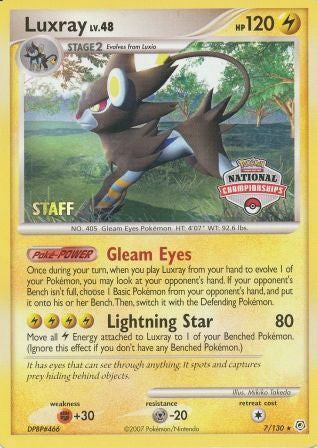 Luxray (7/130) (National Championships) (Staff) [Diamond & Pearl: Base Set] | Exor Games New Glasgow