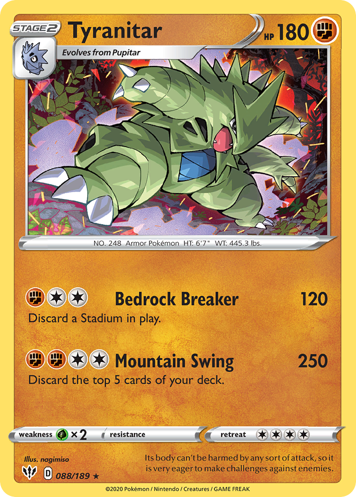 Tyranitar (088/189) [Sword & Shield: Darkness Ablaze] | Exor Games New Glasgow