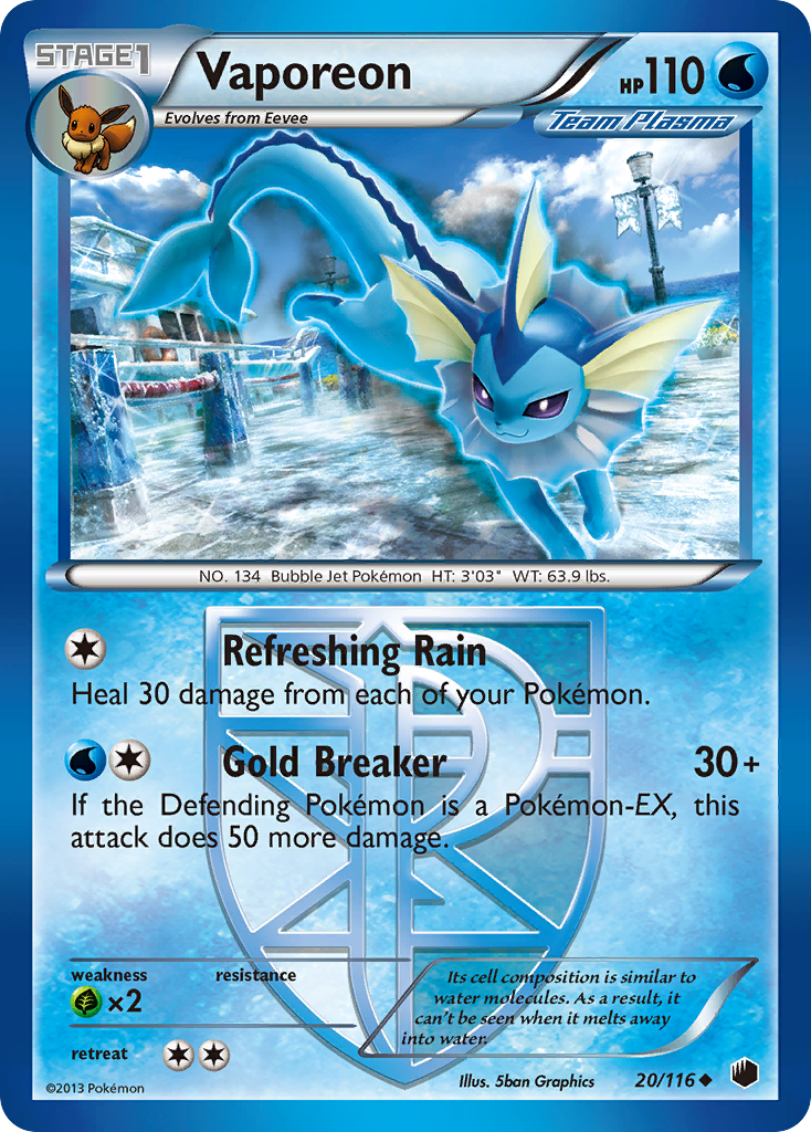 Vaporeon (20/116) [Black & White: Plasma Freeze] | Exor Games New Glasgow