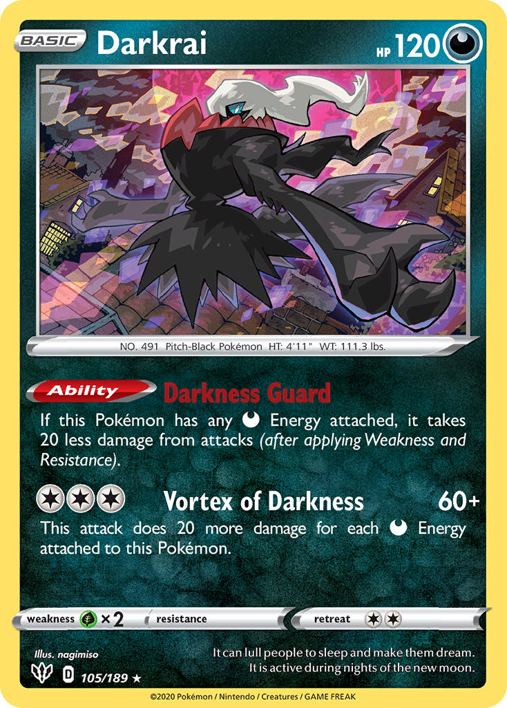 Darkrai (105/189) (Theme Deck Exclusive) [Sword & Shield: Darkness Ablaze] | Exor Games New Glasgow