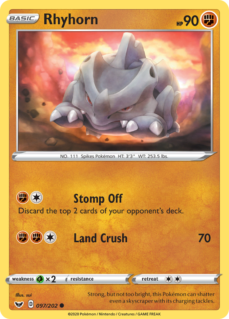 Rhyhorn (097/202) [Sword & Shield: Base Set] | Exor Games New Glasgow