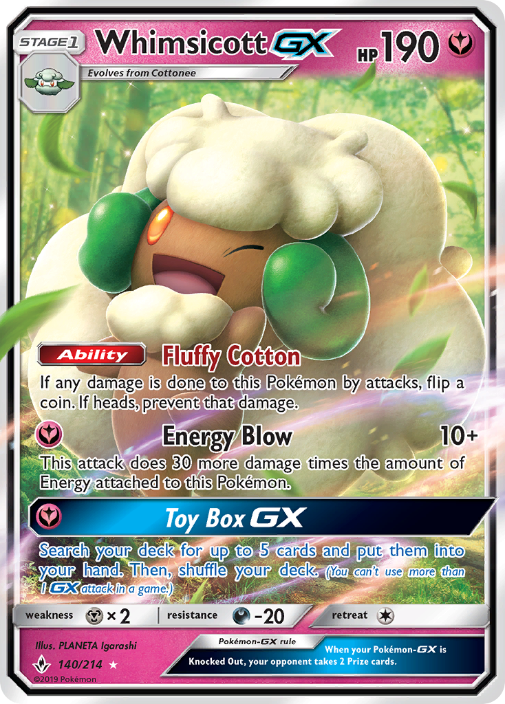 Whimsicott GX (140/214) [Sun & Moon: Unbroken Bonds] | Exor Games New Glasgow