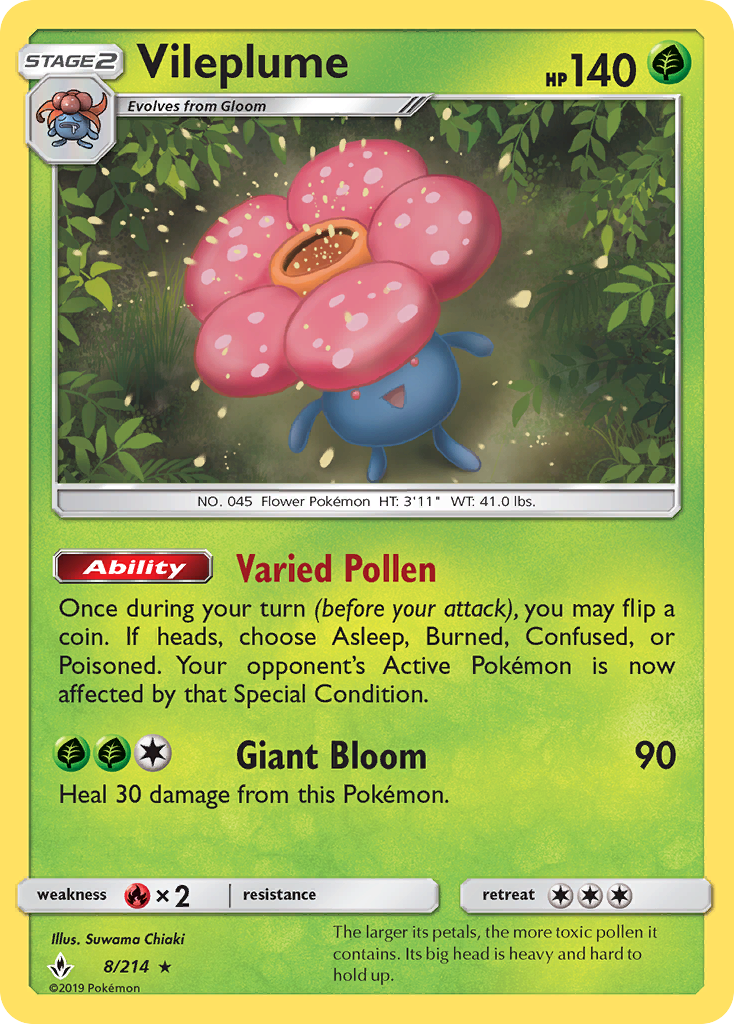 Vileplume (8/214) [Sun & Moon: Unbroken Bonds] | Exor Games New Glasgow