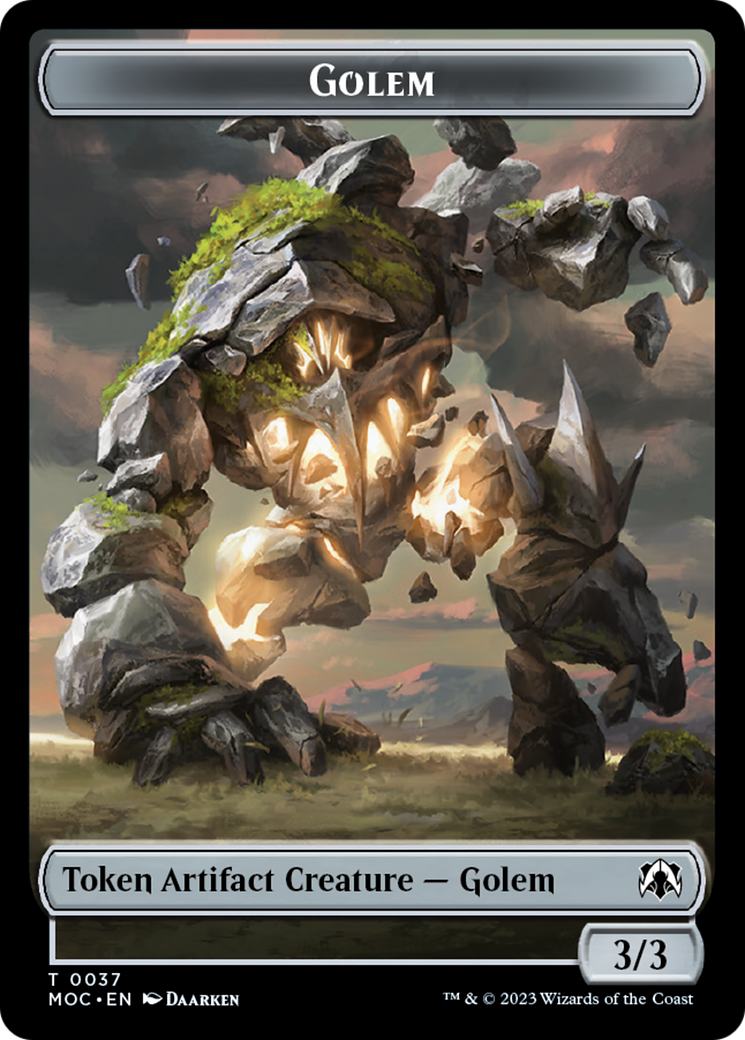 Golem // Clue Double-Sided Token [March of the Machine Commander Tokens] | Exor Games New Glasgow