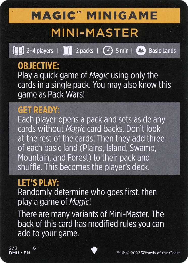 Mini-Master (Magic Minigame) [Commander Legends: Battle for Baldur's Gate Minigame] | Exor Games New Glasgow