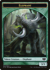 Elephant // Elf Warrior Double-sided Token [Commander 2014 Tokens] | Exor Games New Glasgow