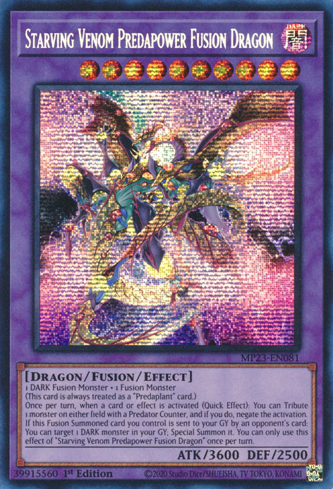 Starving Venom Predapower Fusion Dragon [MP23-EN081] Prismatic Secret Rare | Exor Games New Glasgow