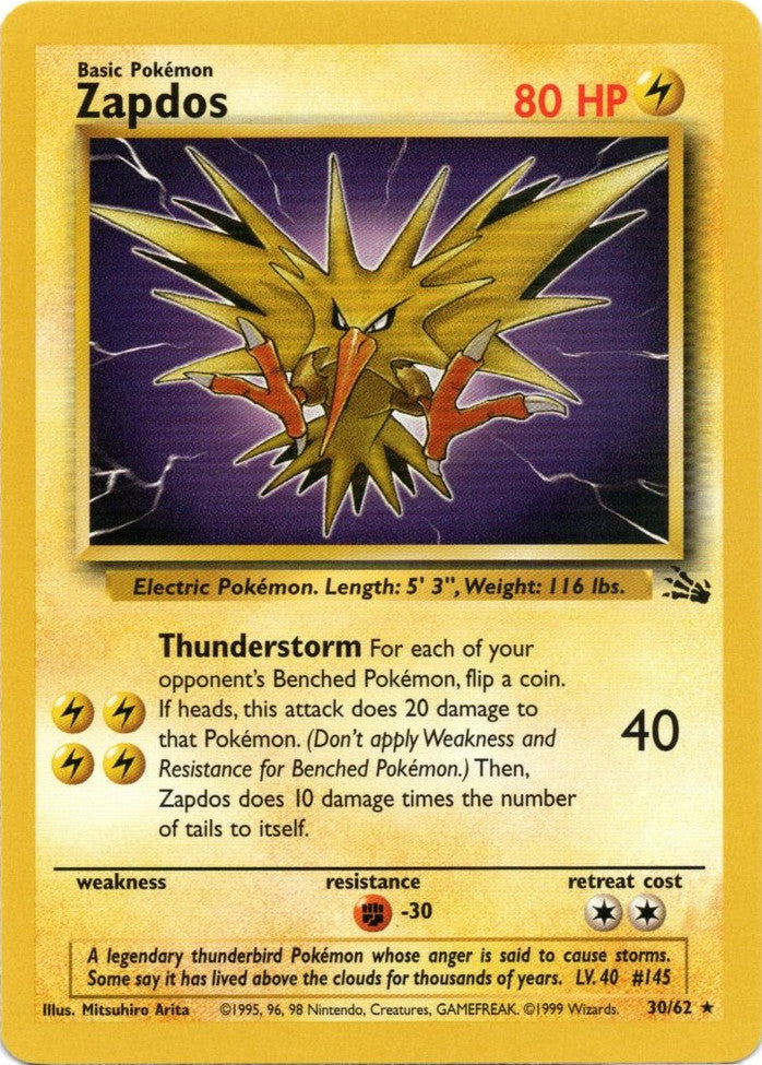 Zapdos (30/62) [Fossil Unlimited] | Exor Games New Glasgow