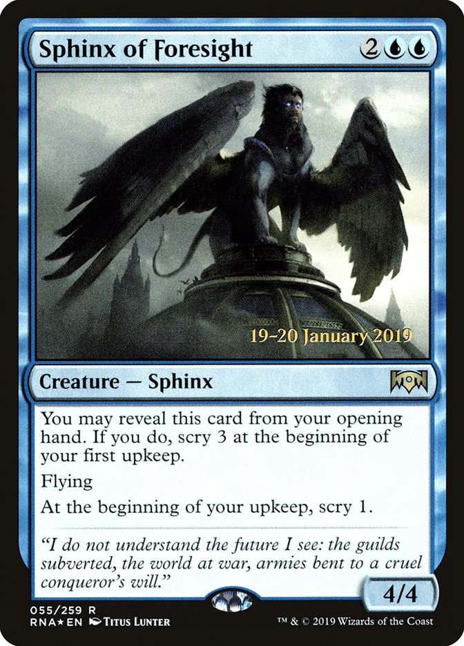 Sphinx of Foresight [Ravnica Allegiance Prerelease Promos] | Exor Games New Glasgow