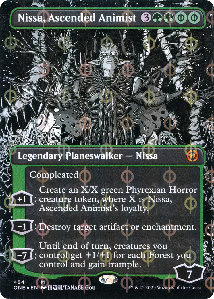 Nissa, Ascended Animist (Borderless Manga Step-and-Compleat Foil) [Phyrexia: All Will Be One] | Exor Games New Glasgow