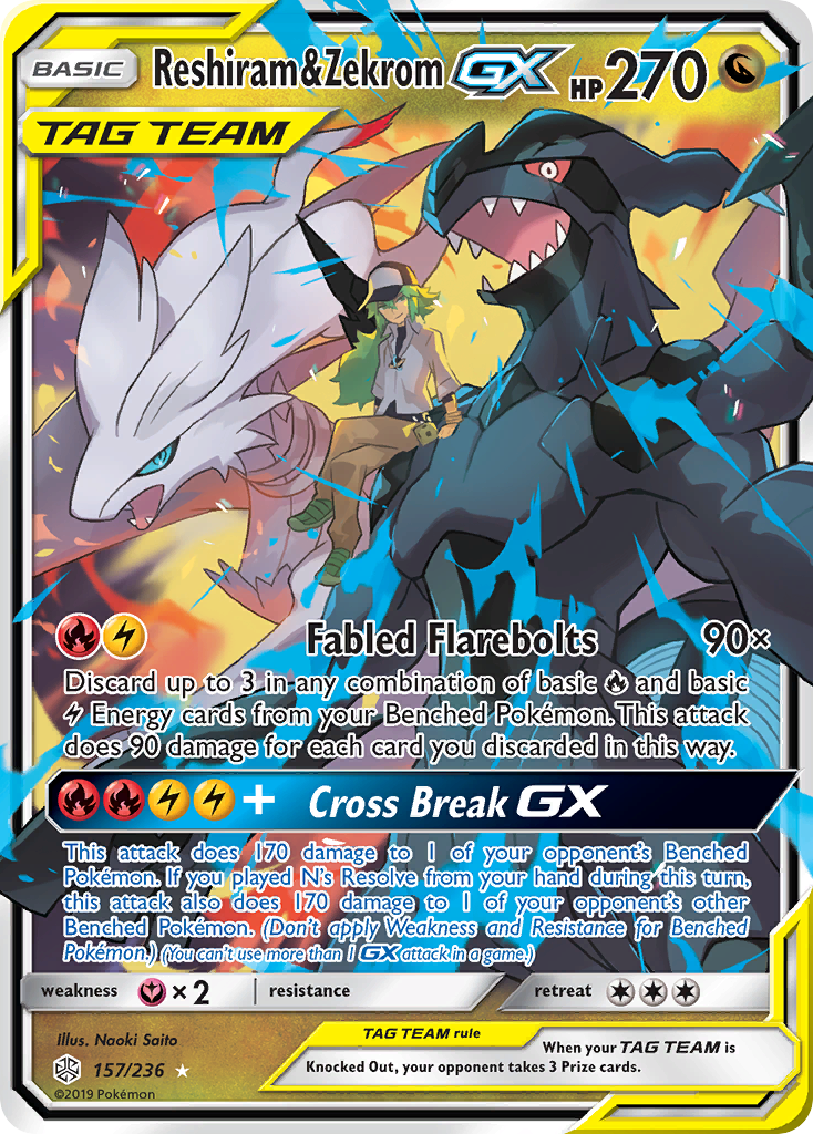 Reshiram & Zekrom GX (157/236) [Sun & Moon: Cosmic Eclipse] | Exor Games New Glasgow