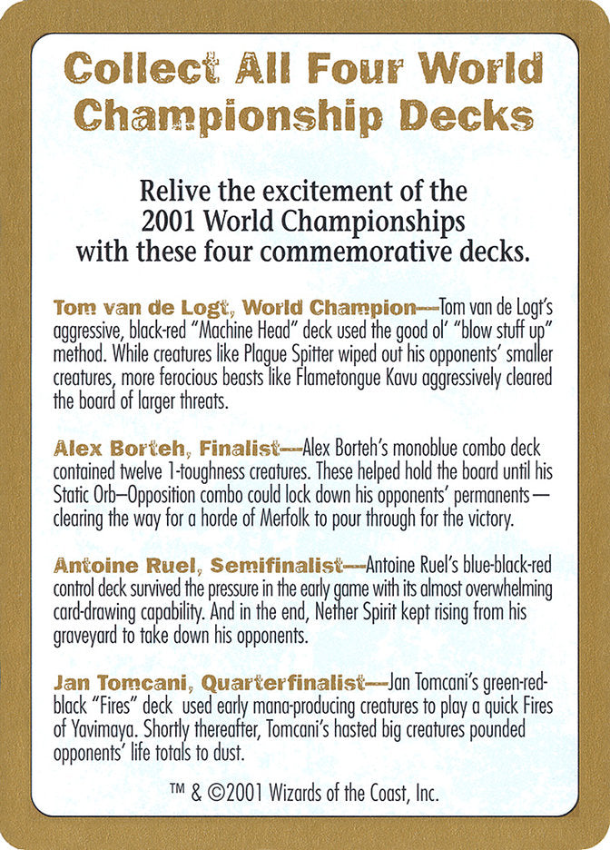 2001 World Championships Ad [World Championship Decks 2001] | Exor Games New Glasgow