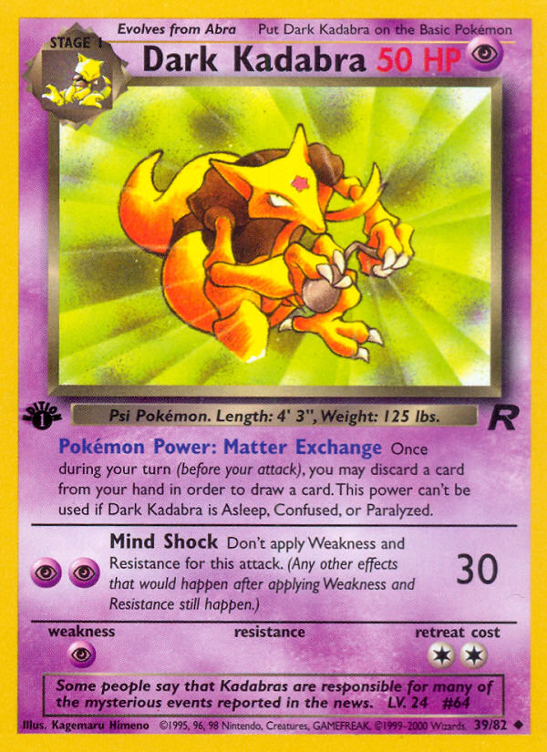 Dark Kadabra (39/82) [Team Rocket 1st Edition] | Exor Games New Glasgow