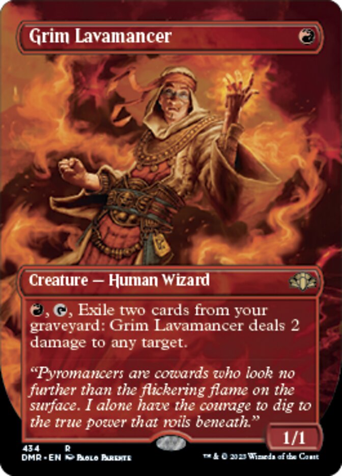 Grim Lavamancer (Borderless Alternate Art) [Dominaria Remastered] | Exor Games New Glasgow