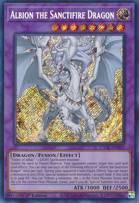 Albion the Sanctifire Dragon [CYAC-EN035] Secret Rare | Exor Games New Glasgow