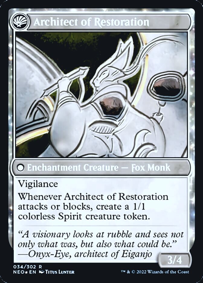 The Restoration of Eiganjo // Architect of Restoration [Kamigawa: Neon Dynasty Prerelease Promos] | Exor Games New Glasgow