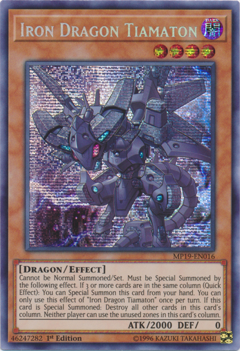 Iron Dragon Tiamaton [MP19-EN016] Prismatic Secret Rare | Exor Games New Glasgow