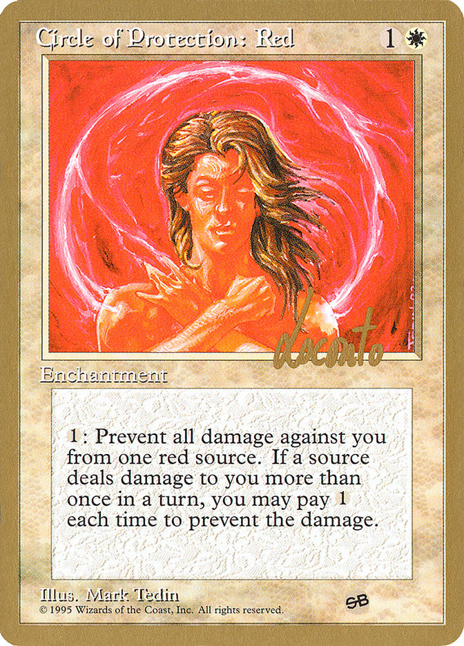 Circle of Protection: Red (Michael Loconto) (SB) (4ED) [Pro Tour Collector Set] | Exor Games New Glasgow