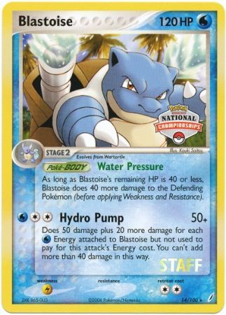 Blastoise (14/100) (National Championship Promo Staff) [EX: Crystal Guardians] | Exor Games New Glasgow