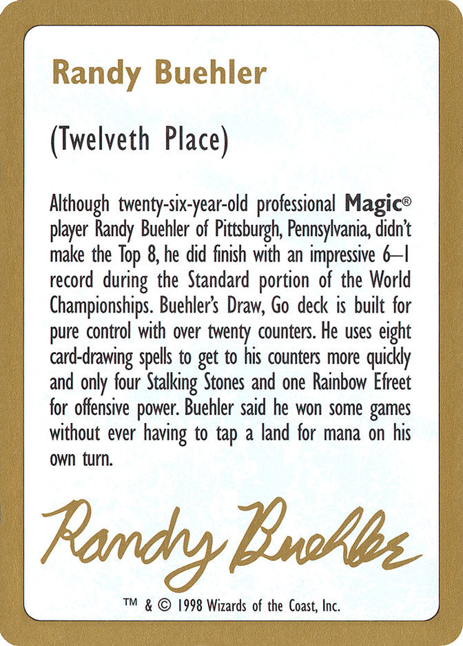 Randy Buehler Bio [World Championship Decks 1998] | Exor Games New Glasgow