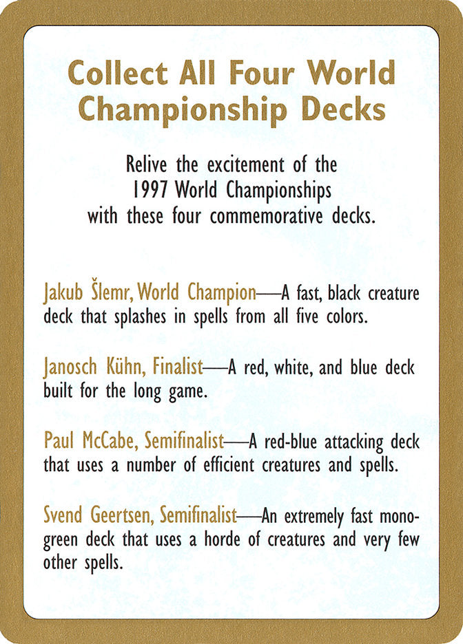 1997 World Championships Ad [World Championship Decks 1997] | Exor Games New Glasgow