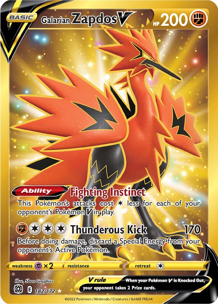 Galarian Zapdos V (182/172) [Sword & Shield: Brilliant Stars] | Exor Games New Glasgow