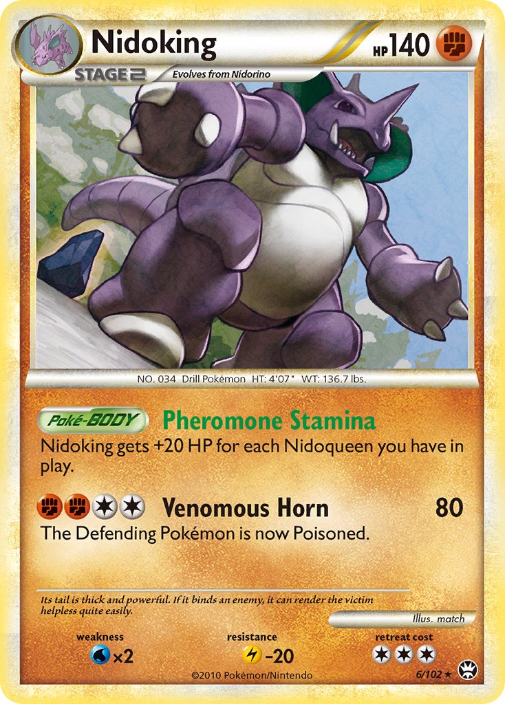 Nidoking (6/102) (Cracked Ice Holo) (Theme Deck Exclusive) [HeartGold & SoulSilver: Triumphant] | Exor Games New Glasgow
