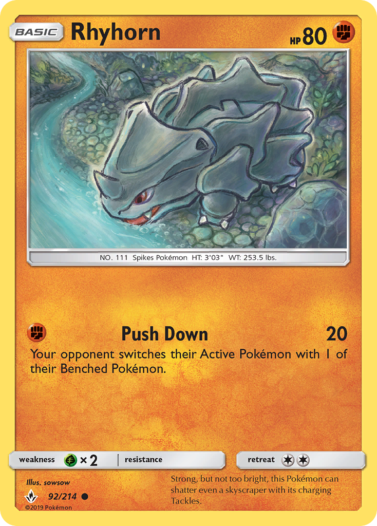 Rhyhorn (92/214) [Sun & Moon: Unbroken Bonds] | Exor Games New Glasgow